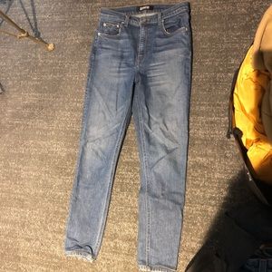 Reformation stretchy skinny jeans, faded blue wash